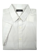 Theory Mens White Pink Grid Plaid Zack Short Sleeve Shirt Sz S Small 3434-5 - £39.21 GBP