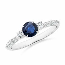 ANGARA Natural Sapphire &amp; Diamond Ring for Women in 14K Solid Gold Size 3-13 - £815.27 GBP