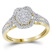 14kt Yellow Gold Round Diamond Cluster Bridal Wedding Engagement Ring 5/8 Ctw - £964.32 GBP