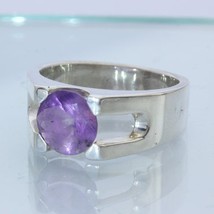 Natural Amethyst Handmade Sterling Silver Unisex Ladies Gents Ring size 10.25 - £67.95 GBP