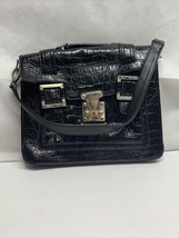 Marc Fisher Hand Bag Black Satchel PVC Faux Leather Purse LG - $14.85