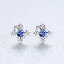 Small S925 Silver Ear Studs Earrings Inlaid Colored Gems Simple Spring  - £17.58 GBP