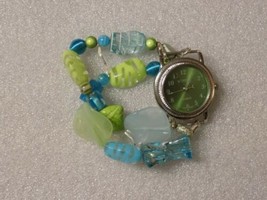 Multi-Color Mix Beads (Plastic/Glass/Metal) Clasp Quartz Watch Geneva 7&quot; - £15.46 GBP
