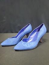 NINA Blue Satin Heel Stiletto Shoes Periwinkle Size 8.5 Vintage 1990s Y2k - $18.95