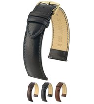 Hirsch Merino Leather Watch Strap - Brown - L - 18mm / 16mm - Shiny Silver Buckl - £61.43 GBP