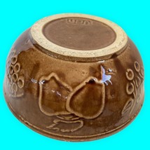 Vintage Brown Stoneware 9” Mixing Bowl Raised Fruit Design – Marked USA - £23.99 GBP