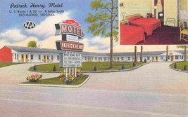 Patrick Henry Motel US 1 101 Richmond Virginia 1940s linen postcard - £5.04 GBP