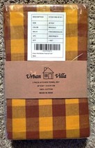 Urban Villa Buffalo Check Special Kitchen Towels Set of 3 Brick/Gold NEW - £5.59 GBP