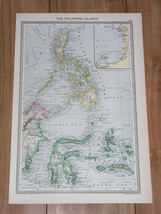 1908 Antique Map Of Philippines Luzon Indonesia Celebes / Manila Inset Map - £20.86 GBP
