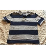 Bugle Boy Boys Navy Blue Gray Striped Short Sleeve Polo Shirt 5-6 - $6.65 CAD