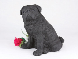 Large 187 Cubic Inches Black Pug Resin Urn for Cremation Ashes - £147.53 GBP