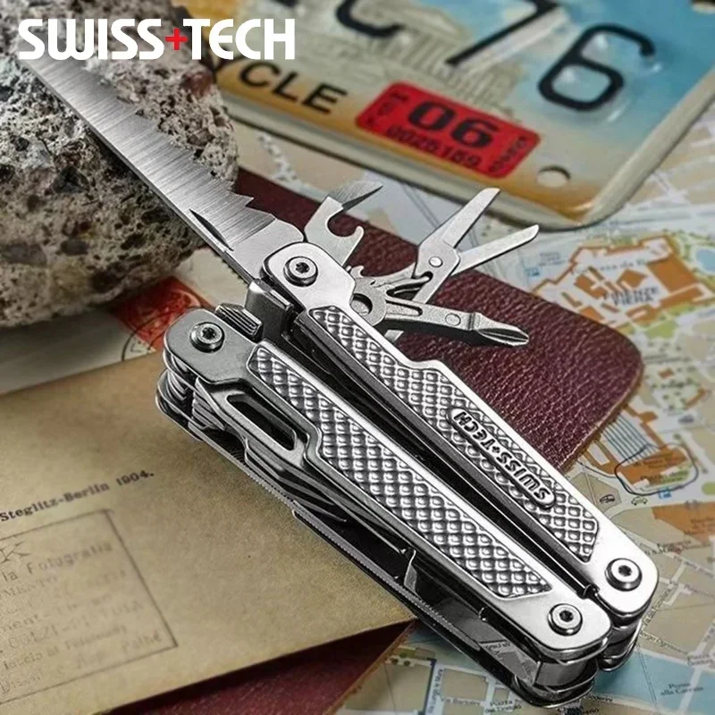 SWISS TECH 15 in 1 Multitool Folding Pliers Multifunction EDC Tool Pocket Knife - £33.98 GBP