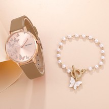 2pcs Set Womens Butterfly Watches Brown - £7.96 GBP