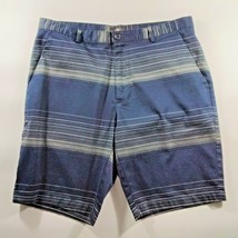 CK Calvin Klein Walking Shorts Mens 36&quot; Waist Navy Blue Striped Golf Casual - £14.75 GBP