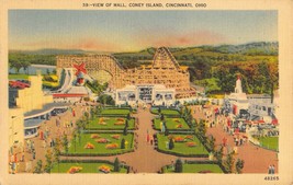 view of Mall, Coney Island,  Cincinnati OH linen Postcard - £6.15 GBP