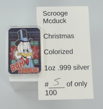 1 Oz Silver Coin Scrooge McDuck Christmas Bah Humbug Colorized Art Bar C... - $176.40
