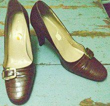 Max de Carlos Brown Leather Pumps w/Buckle 3&quot; Heel Made in Italy Size 7B - £3.49 GBP