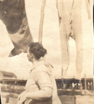 Double Sided Cut From Album Ship Captain and Woman Drying Clothes Photograph VTG - £7.92 GBP