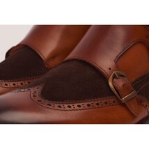 The Albus Tan Leather & Suede Double Strap Monk Brogue Men Boot image 3