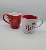 Naughty Or Nice His Or Hers Coffee Cup Mugs ~Belle Maison Christmas Gift NIB - £7.59 GBP