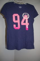 Old Navy T- Shirt Juniors Size M Navy Blue Pink Peace &amp; Love 94 Graphic - £7.87 GBP