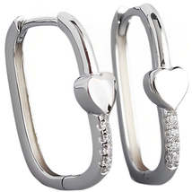 Anyco Earrings Punk Shiny Zircon Ear Buckle Simple Rock Hoop Sterling Silver - £30.49 GBP