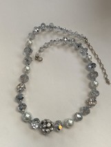 Faceted Clear Glass Beaded and Faux Pearl Chunky Necklace Sparkle Crystal - $11.85