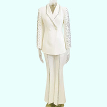 Women&#39;s Embroidered Diamond Blazer and Pants Set - $118.25