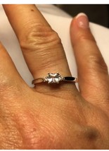 Sterling Silver Square Cut Cubic Zirconia Promise Ring with Trigon CZ Ac... - $810.13 MXN