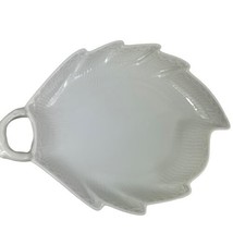 Royal Copenhagen Denmark White Half Lace 9&quot; Fluted Leaf Shaped Serving Dish Tray - £31.61 GBP