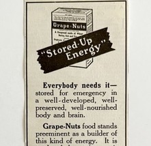 1916 Grape Nuts Cereal Stored Up Energy Advertisement Food Ephemera DWMYC4 - $9.99