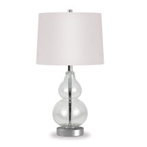 21&quot; Clear Glass Gourd Table Lamp With White Drum Shade - $125.68