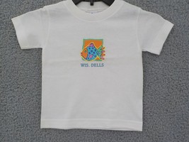 TODDLER WHITE T-SHIRT SZ 24 MONTHS BRIGHT SILK SCREENED FISH WIS DELLS NWOT - £7.85 GBP