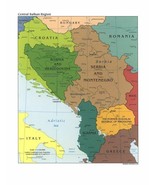 18&quot; x 24&quot; 2003 Map of Central Balkan region. - Covers Croatia, Bosnia an... - $59.99