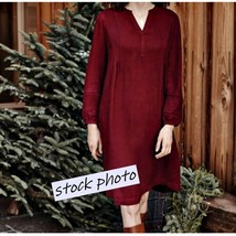 J Jill Brushed Twill Pintuck Burgundy Dress Size XSP Wine A-line Knee Length - £25.11 GBP