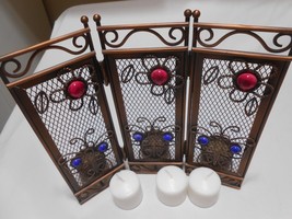 Vtg Decorative Metal Gems Votive/Tea lights Candle Holder Table free standing  - £19.38 GBP