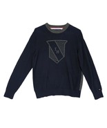 Tommy Hilfiger Men&#39;s L TH Crest Knit Crew Sweater Top Navy Gray Preppy C... - $34.41 CAD