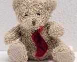Russ Mini Beige Bear Plush With Red Christmas Stocking 3&quot; Terrycloth #4814 - $17.73