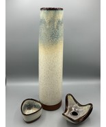 Vtg MCM Walter Sullivan Roche Vase Bowl Candle Holder Set Pottery Signed... - $1,304.60 MXN