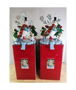 SET OF 2 VTG Christmas Stocking Hangers SKATING Snowman WITH RABBIT 2003 - $42.08 CAD