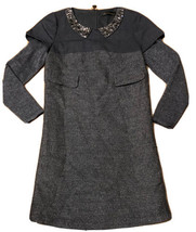 Métallique Anthracite Foncé Gris Robe Manches Longues Orné Peter Pan Col 13/14 - £12.58 GBP