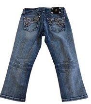 Miss Me Jeans Size 27 Blue Denim Low Rise Signature Crop Length Bling Em... - $24.00