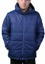 Bench UK Mens Hollis Zip Up Blue Hooded Puffy Winter Jacket Coat NWT - $100.09
