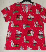 EXCELLENT WOMENS FROSTY The SNOWMAN &quot;JOLLY HAPPY SOUL&quot; RED SCRUBS TOP  S... - $430.29 MXN