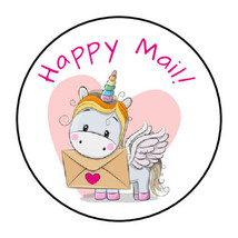 30 Cute Happy Mail Unicorn Envelope Seals Labels Stickers 1.5&quot; Round Gifts - £5.86 GBP