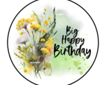 30 BIG HAPPY BIRTHDAY ENVELOPE SEALS STICKERS LABELS TAGS 1.5&quot; ROUND FLORAL - $7.49