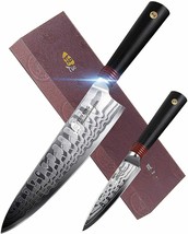 TUO TC0313D Damascus Kitchen Knife 2 piece Set Japanese AUS-10 High Carbon Steel - £71.45 GBP