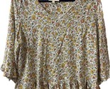 Cynthia Rowley Womens Size Large V Neck Pullover Boho Floral Peplum Blou... - $13.87