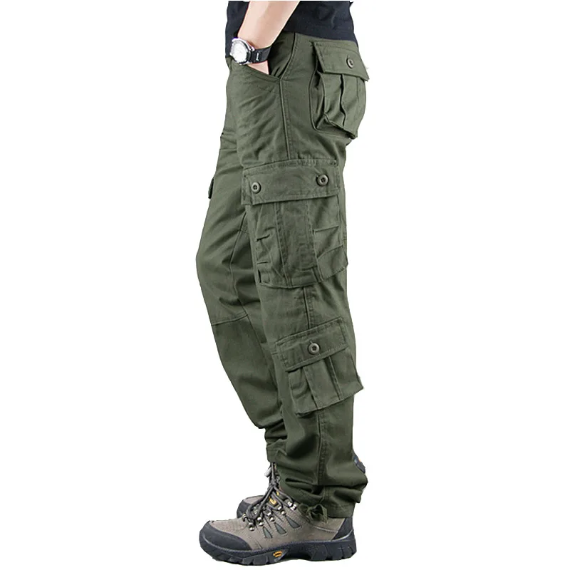 2024 Spring Mens Cargo Pants Khaki  Men Trousers Casual Cotton  Pants Men Big Si - £66.77 GBP