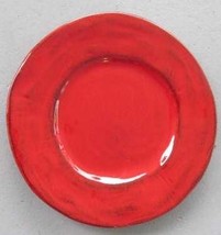 Hand Thrown Fiery Red Color Hand Painted Ceramic Pottery Salad Plate, Made In It - £15.63 GBP